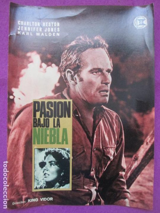 Cine: GUIA PUBLICITARIA CINE PASION BAJO LA NIEBLA CHARLTON HESTON JENNIFER JONES G1201