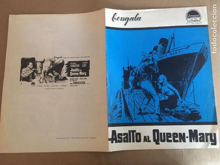 Cine: asalto al queen mary frank sinatra guia publicitaria original estreno