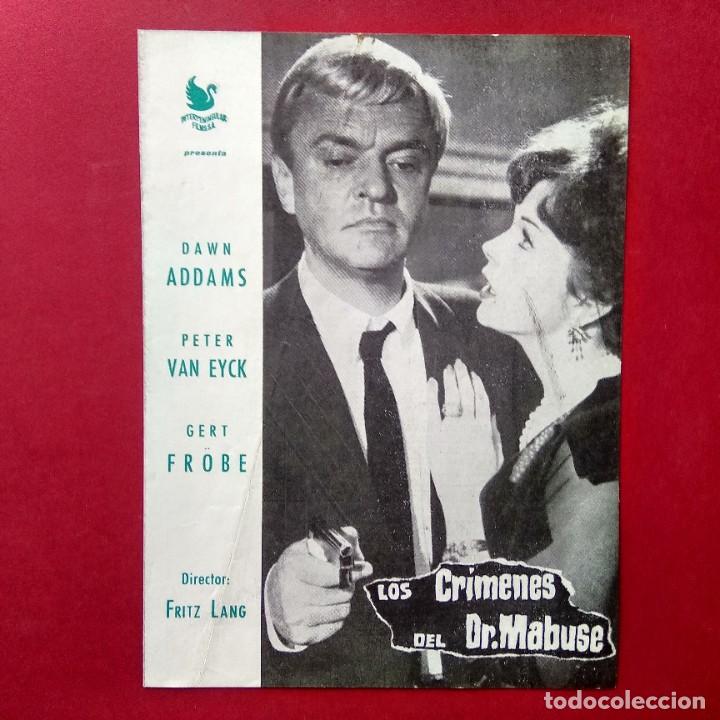 Cine: GUIA DE CINE - LOS CRIMENES DEL DOCTOR MABUSE 1960 - DIRIGIDA POR FRITZ LANG -4 PAG.-EXCELENTE- L5