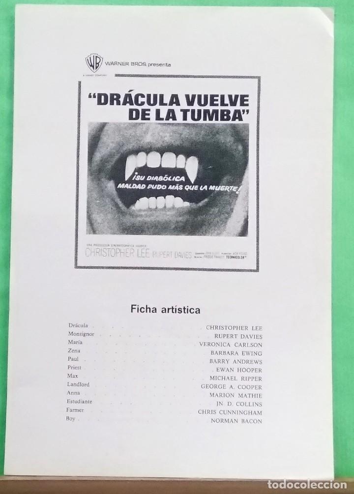Cine: GUIA DE CINE - DRACULA VUELVE DE LA TUMBA - CRISTOPHER LEE - 2 PAGINAS - EXCELENTE- L8