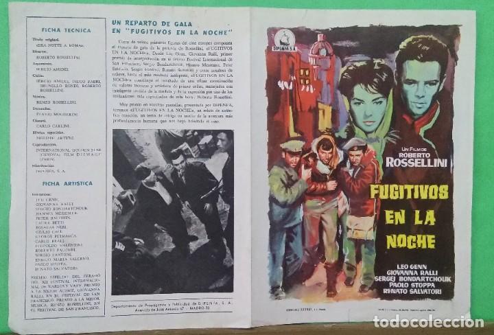 Kino: GUIA DE CINE - FUGITIVOS EN LA NOCHE - ROBERTO ROSSELLINI - 4 PAGINAS - L13