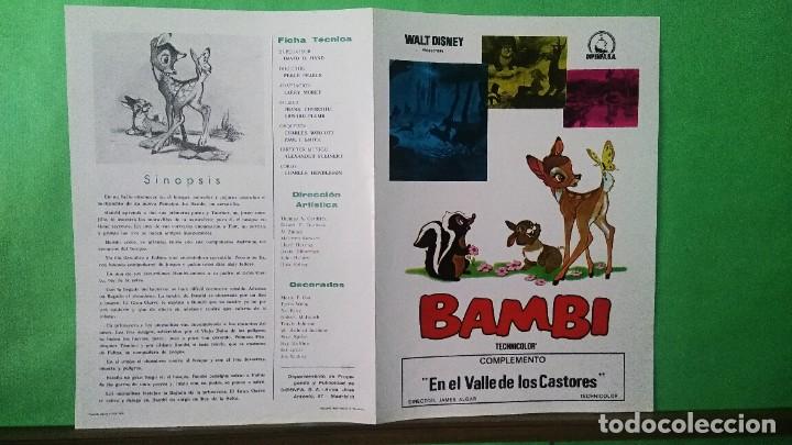 Cine: GUIA DE CINE - BAMBY 1970 DISNEY - 4 PAG. - EXCELENTE - L15