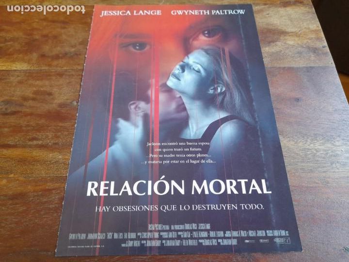 Cine: Relaci&oacute;n mortal - Jessica Lange, Gwyneth Paltrow, Johnathon Schaech - Guia original Columbia 1998