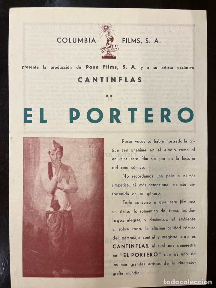 Cine: CANTINFLAS-EL PORTERO-COLUMBIA FILMS-POSA FILMS-GUIA ORIGINAL