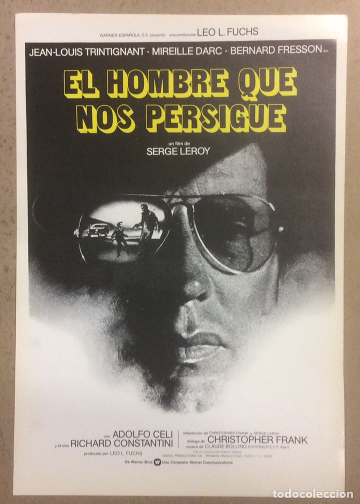 Cin&eacute;ma: EL HOMBRE QUE NOS PERSIGUE (SERGE LEROY). GU&Iacute;A PROMOCIONAL DE LA PEL&Iacute;CULA. IDEAL PARA ENMARCAR