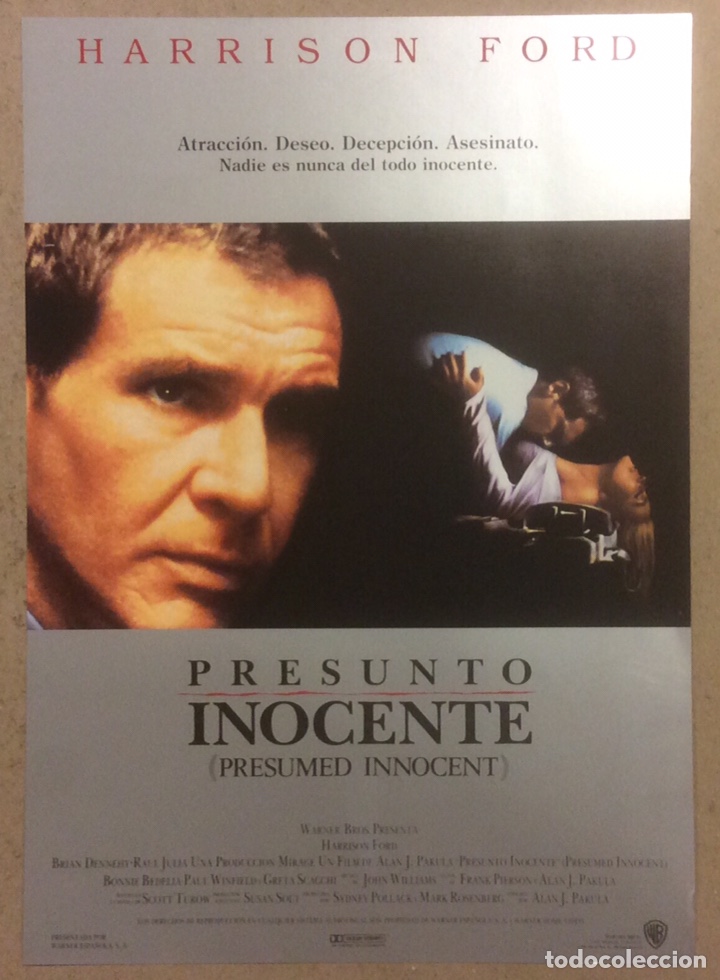 Cine: PRESUNTO INOCENTE (HARRISON FORD). GU&Iacute;A PROMOCIONAL DE LA PEL&Iacute;CULA. IDEAL PARA ENMARCAR