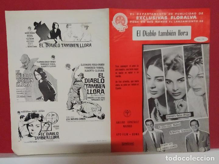 Cinema: El diablo tambi&eacute;n llora. Eleonora Rossi Drago, Francisco Rabal, Alberto Closas GUIA DOBLE