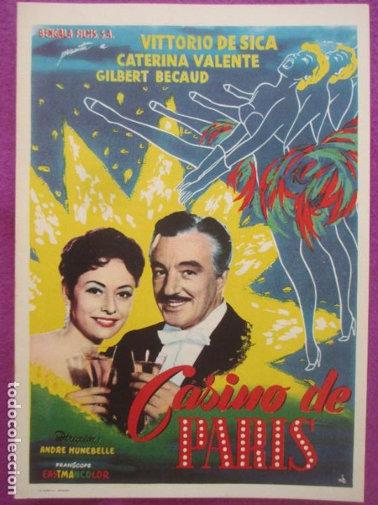 Cin&eacute;ma: GUIA PUBLICITARIA CINE CASINO DE PARIS VITTORIO DE SICA CATERINA VALENTE G1568