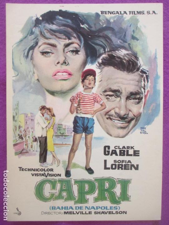 Cine: GUIA PUBLICITARIA CINE CAPRI CLARK GABLE SOFIA LOREN BENGALA FILMS G1569