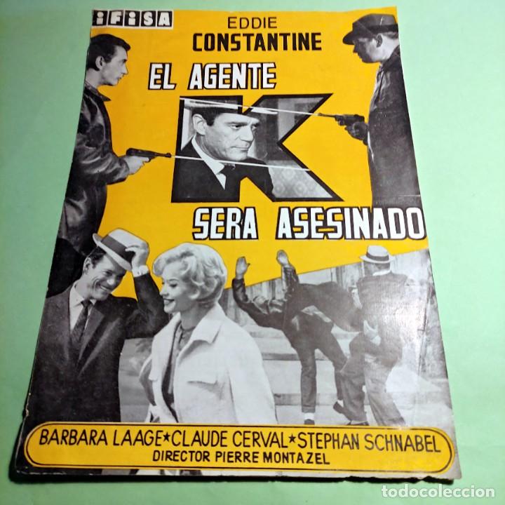 Kino: GUIA . EL AGENTE K SER&Aacute; ASESINADO . EDDIE CONSTANTINE , 1962 .4 PAGINAS . L17