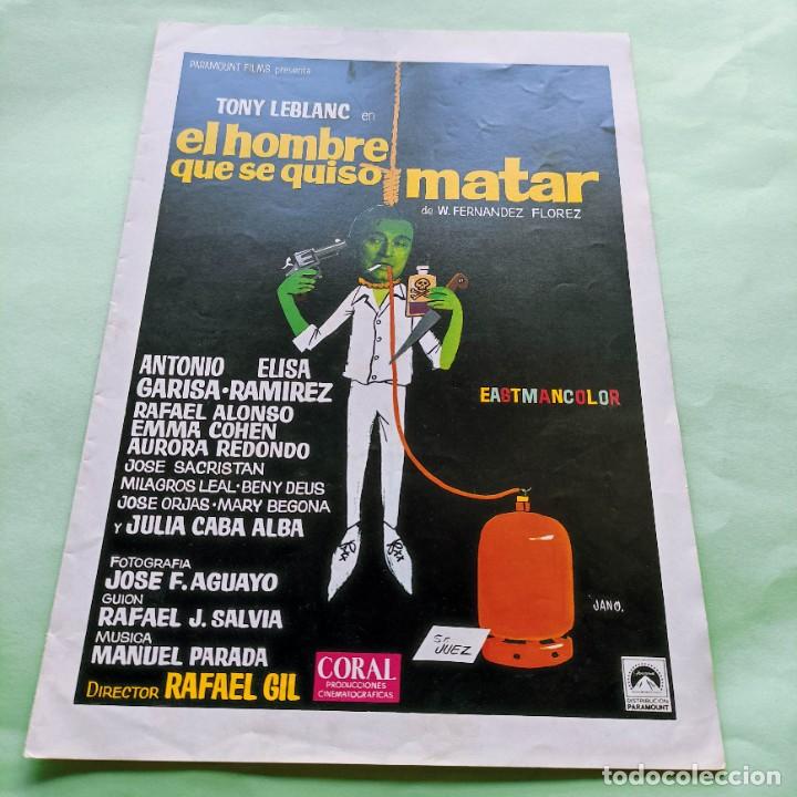 Kino: GUIA .EL HOMBRE QUE SE QUISO MATAR . TONY LEBLANC .4 PAGINAS .EXCELENTE . L17