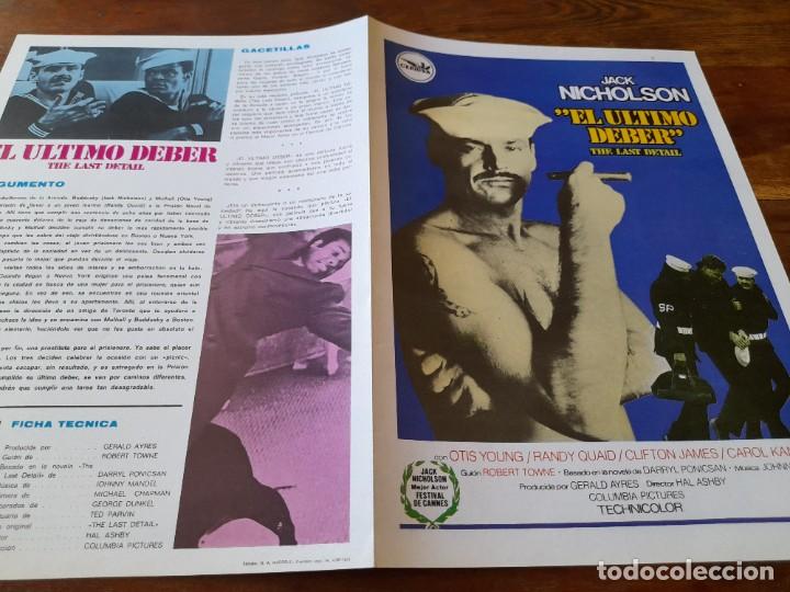 Cinema: El &uacute;ltimo deber - Jack Nicholson, Otis Young, Randy Quaid, Carol Baker - Gu&iacute;a original Cepicsa 1976