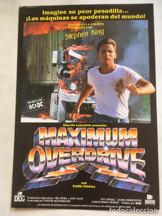 Cine: La rebeli&oacute;n de las m&aacute;quinas maximum overdrive emilio estevez stephen king guia publicitaria original