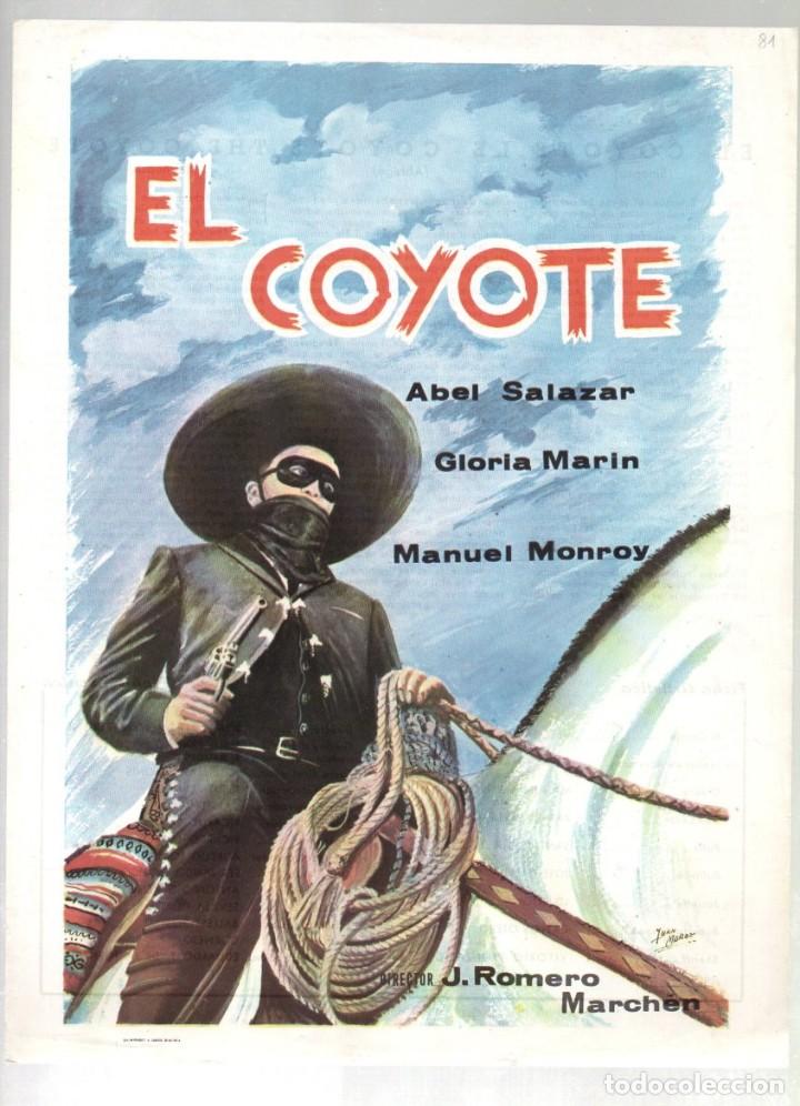 Cin&eacute;ma: GUIA, EL COYOTE. J. ROMERO MARCHEN. ABEL SLAZAR, GLORIA MARIN, MANUEL MONROY... DIBUJO JUAN MU&Ntilde;OZ
