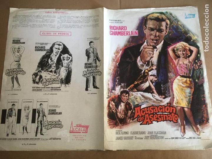 Cinema: acusacion de asesinato richard chamberlain joan blackman mac guia publicitaria original