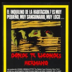 Cine: DÓNDE TE ESCONDES HERMANO / GUÍA DE CINE SENCILLA (TERROR). Lote 363288630
