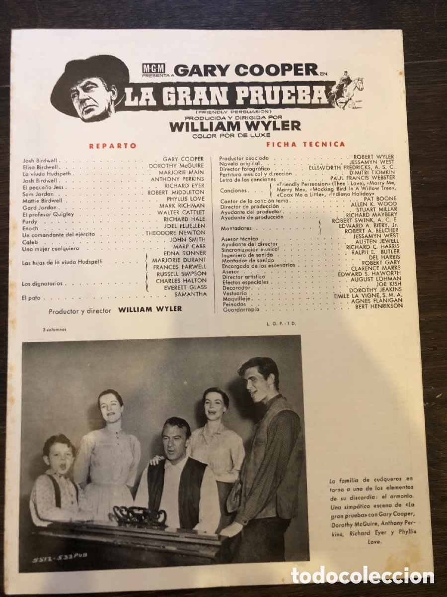 Cine: Guia MGM la gran prueba Gary Cooper william wyler 7