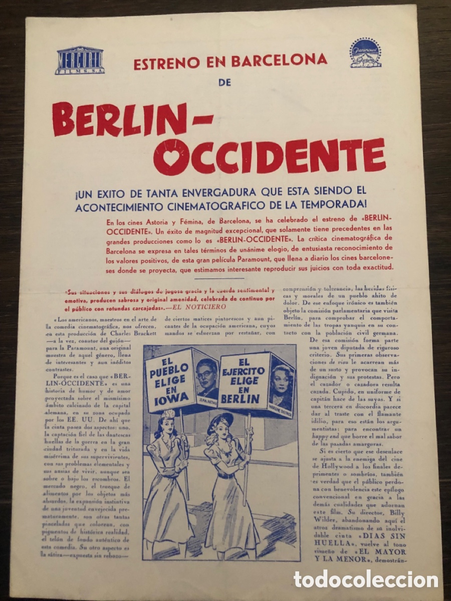 Cine: Gu&iacute;a Mercurio films Berlin occidente Marlene Dietrich 7