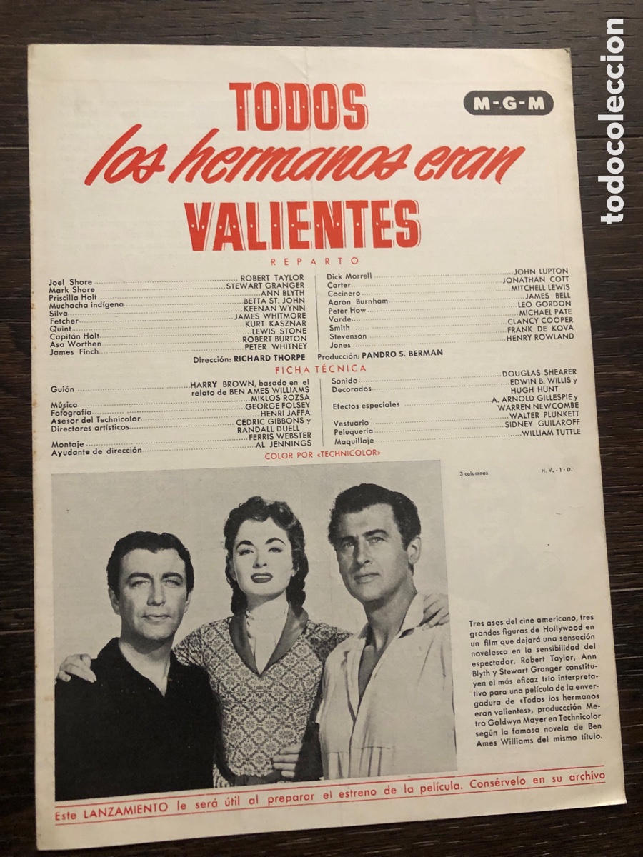 Cine: Guia MGM todos los hermanos eran valientes robert taylor stewart granger 7