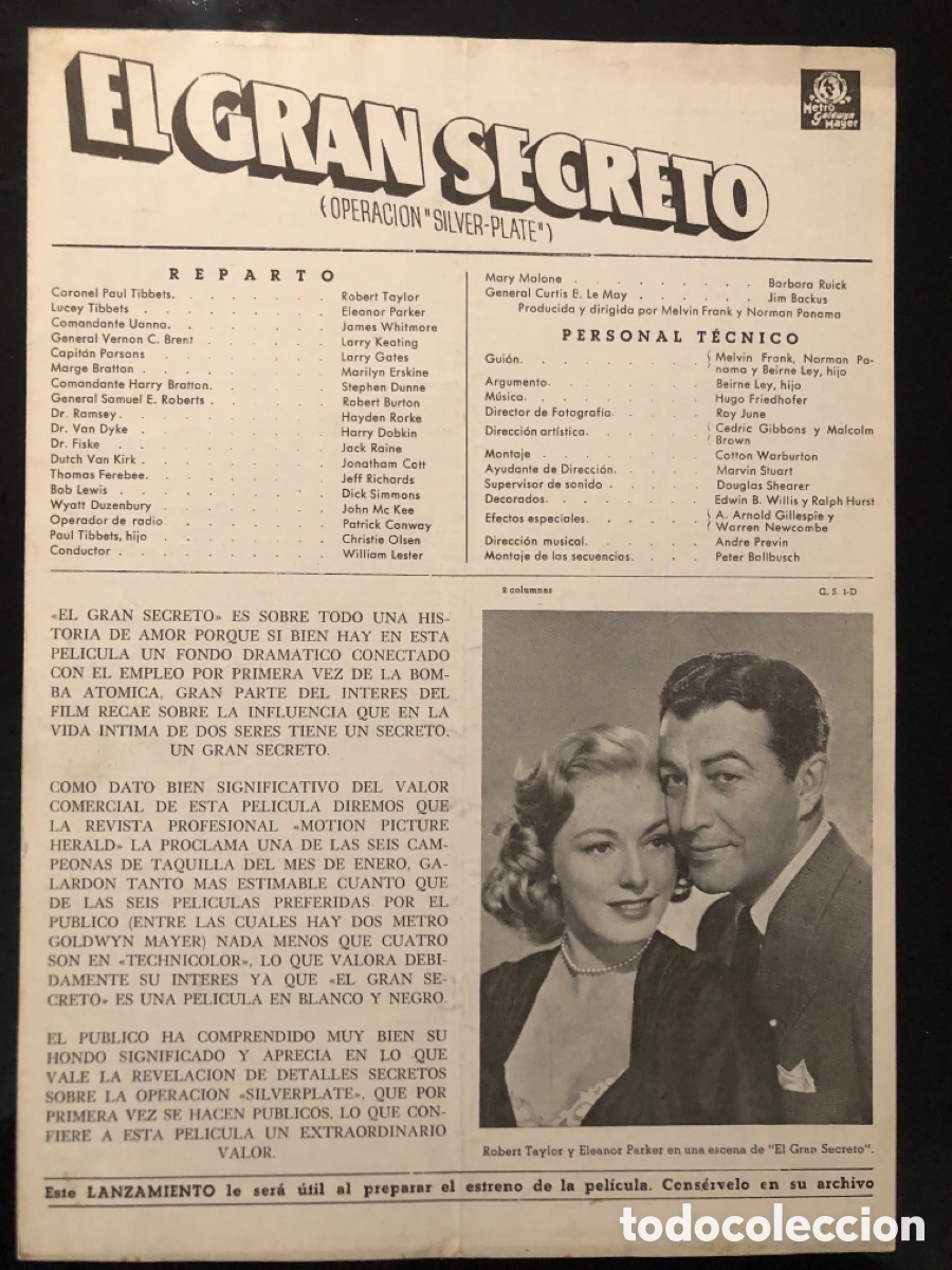 Cine: Guia MGM el gran secreto Eleanor parker robert taylor 7