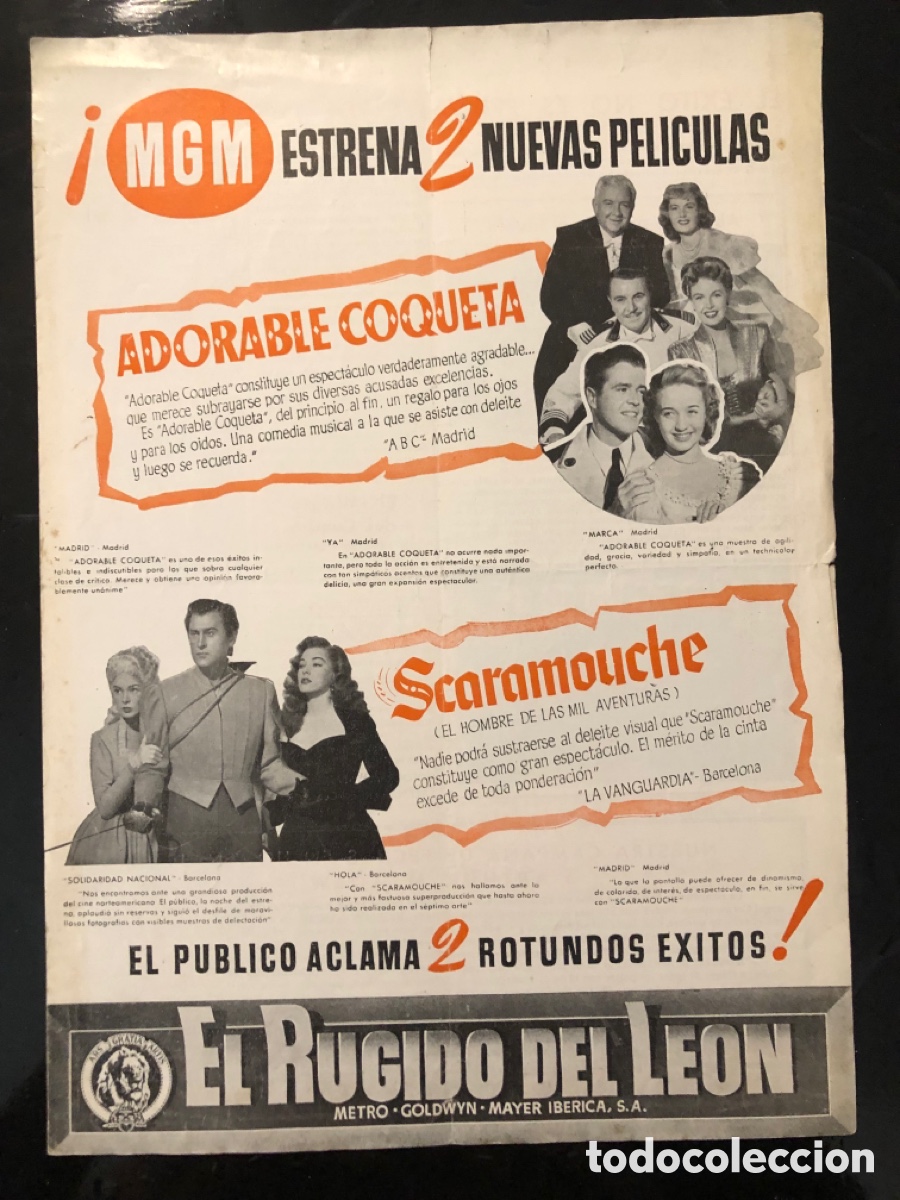 Cine: Guia MGM el rugido del leon scaramouche ivanhoe robert taylor 7