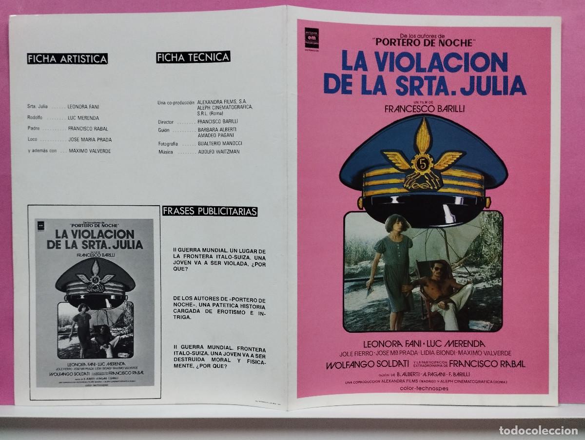 Cinema: La violaci&oacute;n de la se&ntilde;orita Julia. Luc Merenda, Leonora Fani, Francisco Rabal. GUIA original