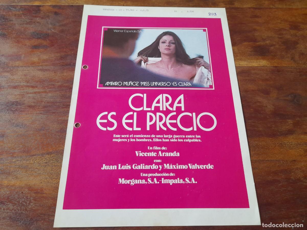 Cinema: Clara es el precio - Juan Luis Galiardo, M&aacute;ximo Valverde, Amparo Mu&ntilde;oz - Guia original Warner 1975