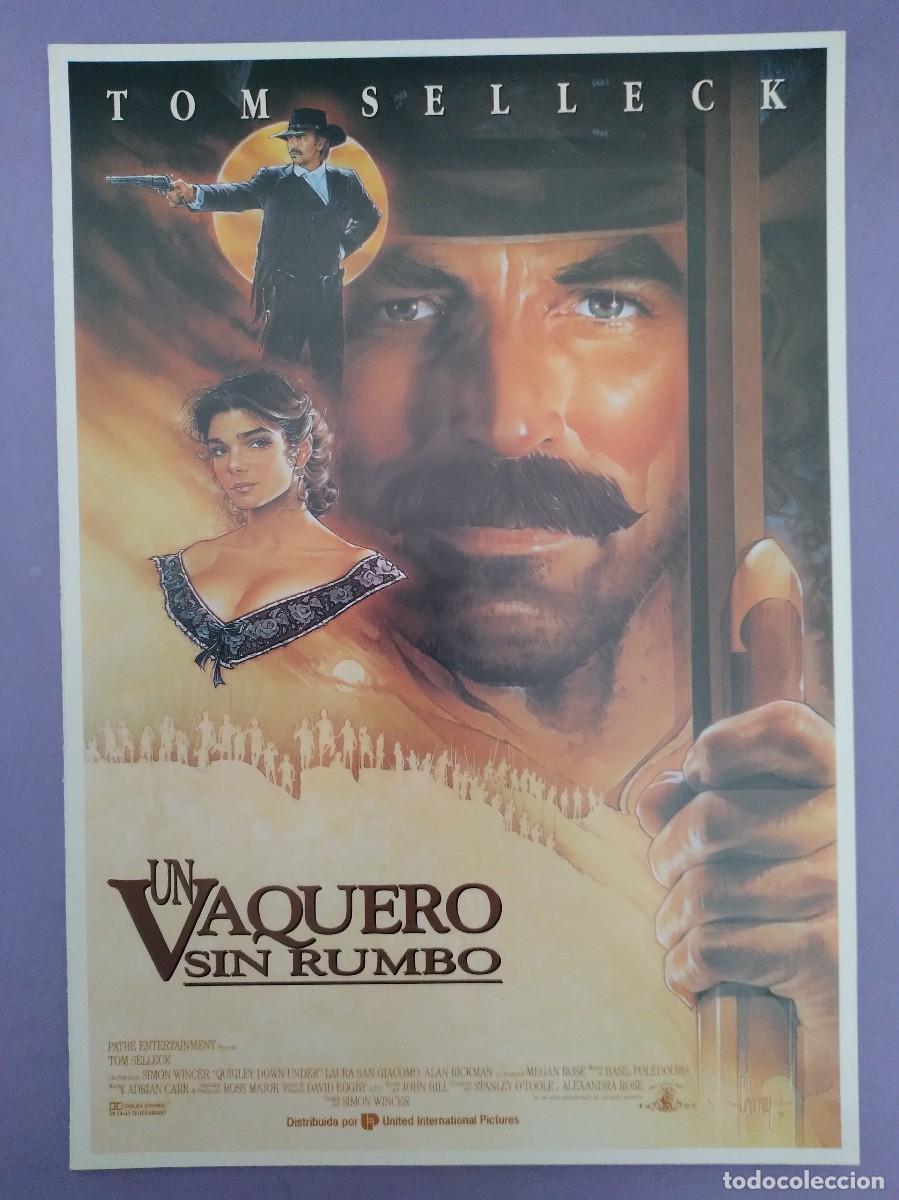 Cinema: GUIA PUBLICITARIA PELICULA CINE UN VAQUERO SIN RUMBO TOM SELLECK 2 HOJAS G 100