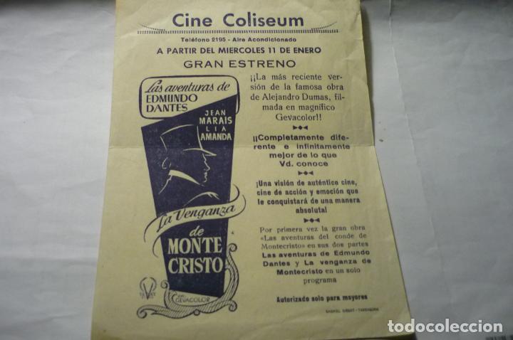 Cine: folleto programa cine coliseum tarragona.-la venganza de montecristo-jean marais