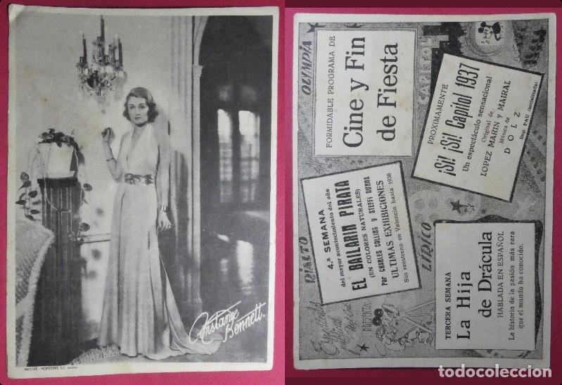 Cine: Foto de Constance Bennett con publicidad de cine Mestre y Monzon&iacute;s S.L. Valencia