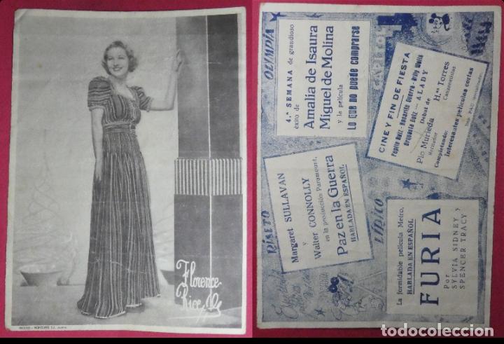 Cine: Foto de Florence Rice con publicidad de cine Mestre y Monzon&iacute;s S.L. Valencia