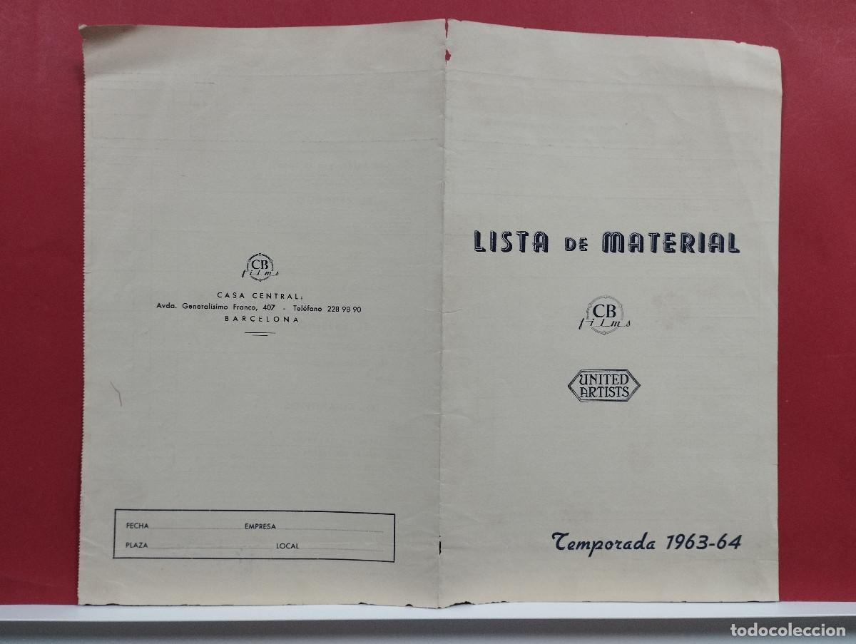Cine: LISTA DE MATERIAL 1963-64 CB UNITED ARTISTS MARILYN MONROE WEST SIDE STORY DESDE RUSIA CON AMOR