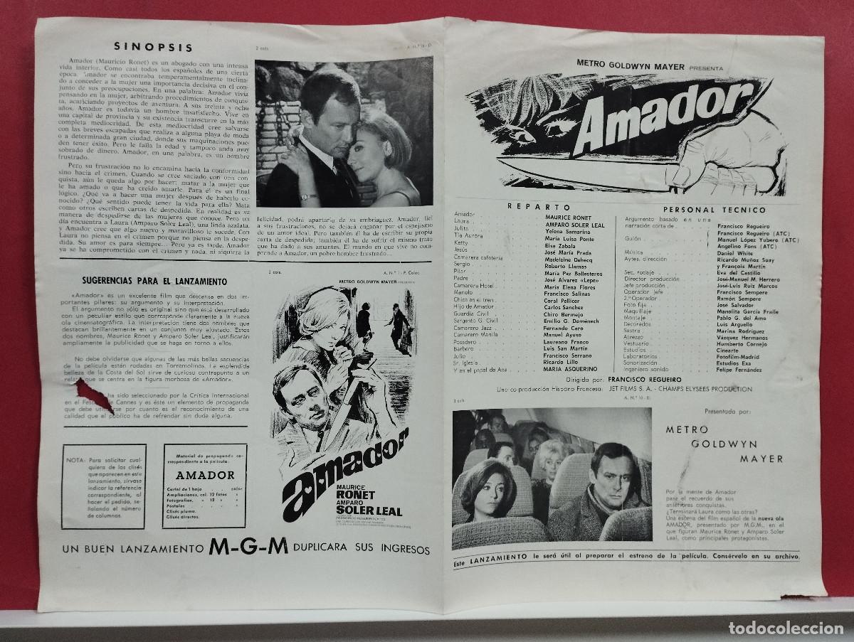 Cinema: Amador Maurice Ronet, Amparo Soler Leal, Elsa Zabala GUIA ORIGINAL MGM