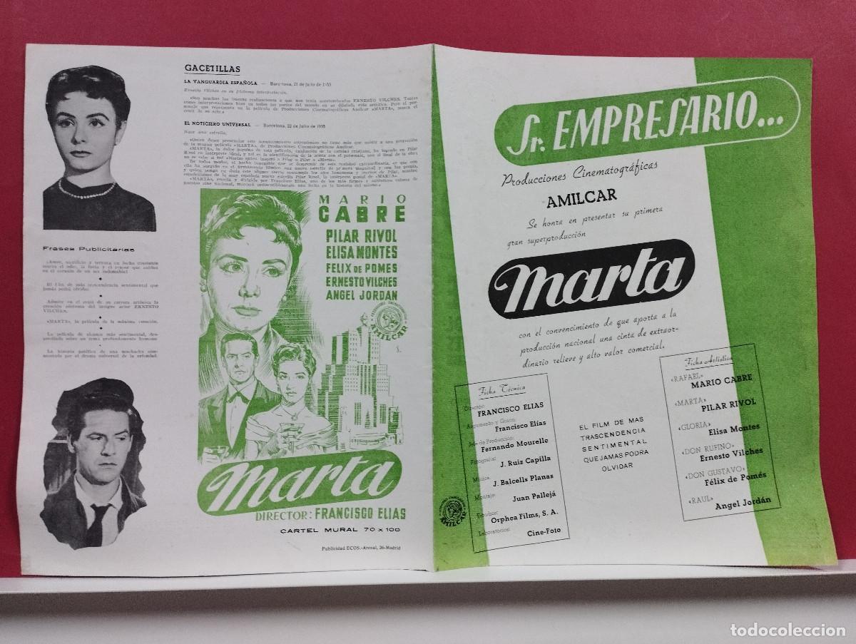 Kino: MARTA. Mario Cabr&eacute;, Pilar Rivol, Elisa Mont&eacute;s, Germ&aacute;n Cobos GUIA ORIGINAL