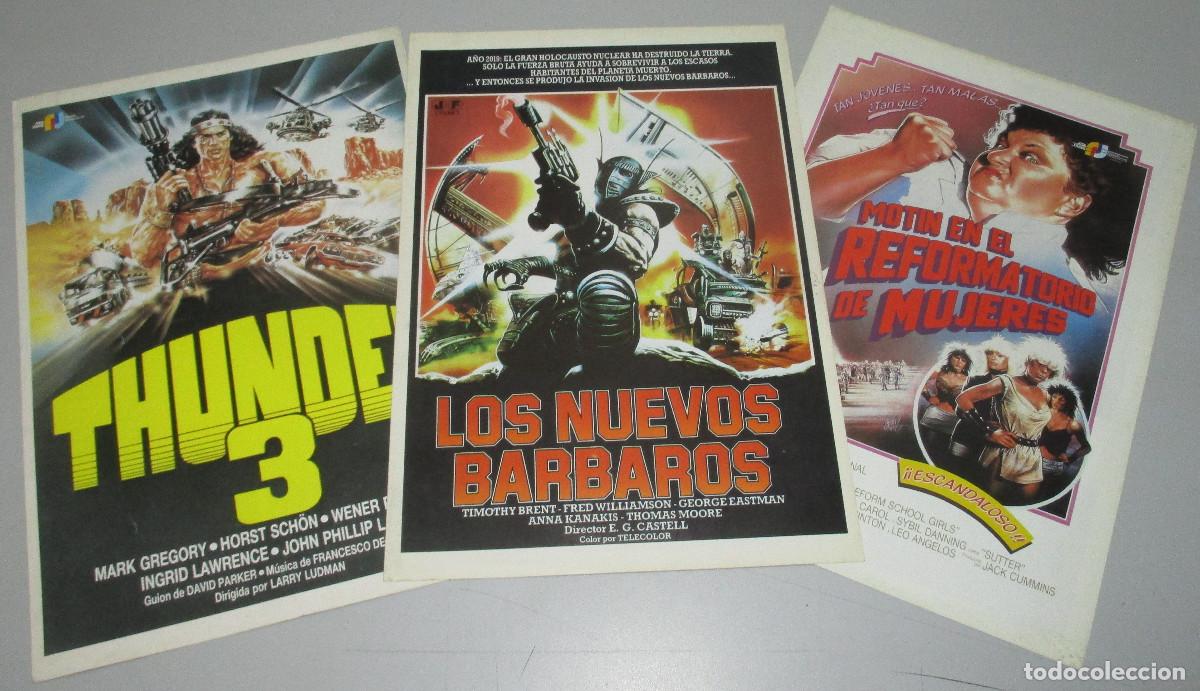 Cine: Lote 3 gu&iacute;as cine LOS NUEVOS B&Aacute;RBAROS, MOT&Iacute;N EN EL REFORMATORIO DE MUJERES, THUNDER 3