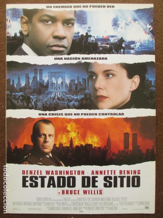 Cine: ESTADO DE SITIO BRUCE WILLIS DENZEL WASHINGTON ANNETTE BENING GU&Iacute;A ORIGINAL DE CINE J14