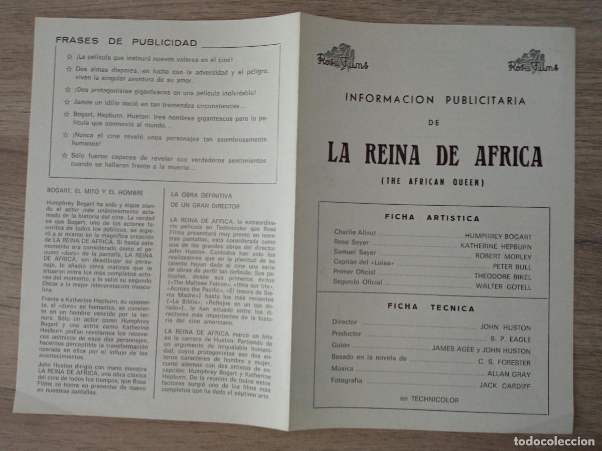 Cine: GU&Iacute;A PEQUE&Ntilde;A DE LA REINA DE AFRICA, HUMPHREY BOGART, ROSA FILMS, 21,5 X 15 CM CERRADA