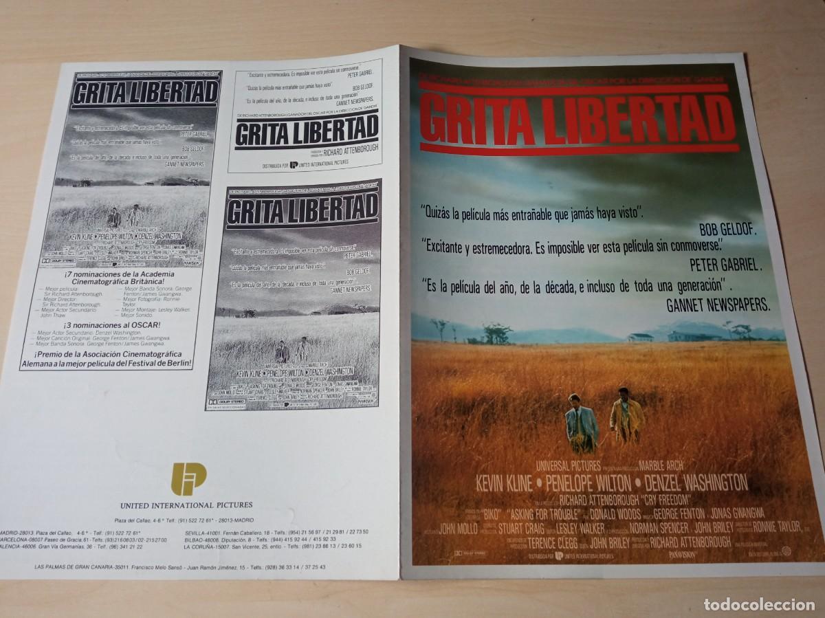 Cinema: GRITA LIBERTAD (GUIA ORIGINAL DE CINE DOBLE) KEVIN KLINE, DENZEL WASHINGTON (PEDIDO MINIMO 5 EUROS)