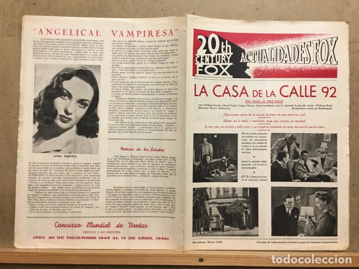 Cine: G9628 ACTUALIDADES FOX MARZO 1946 LINDA DARNELL GREGORY PECK LA CASA DE LA CALLE 92