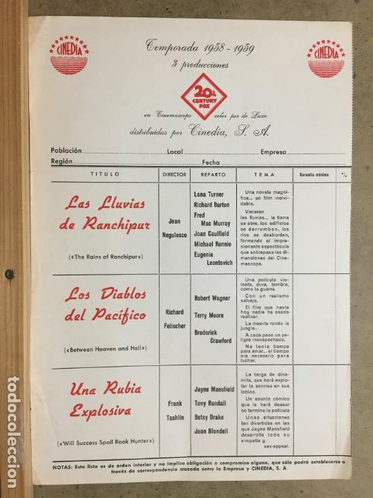 Cinema: G9634 NOTICIARIO ORIGINAL CINEDIA TEMPORADA 1958-59