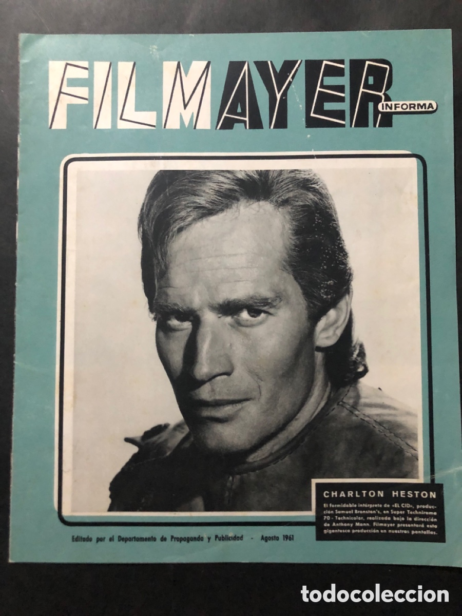 Cine: Filmayer informa agosto 1961 El Cid samuel broston charlton heston sofia loren