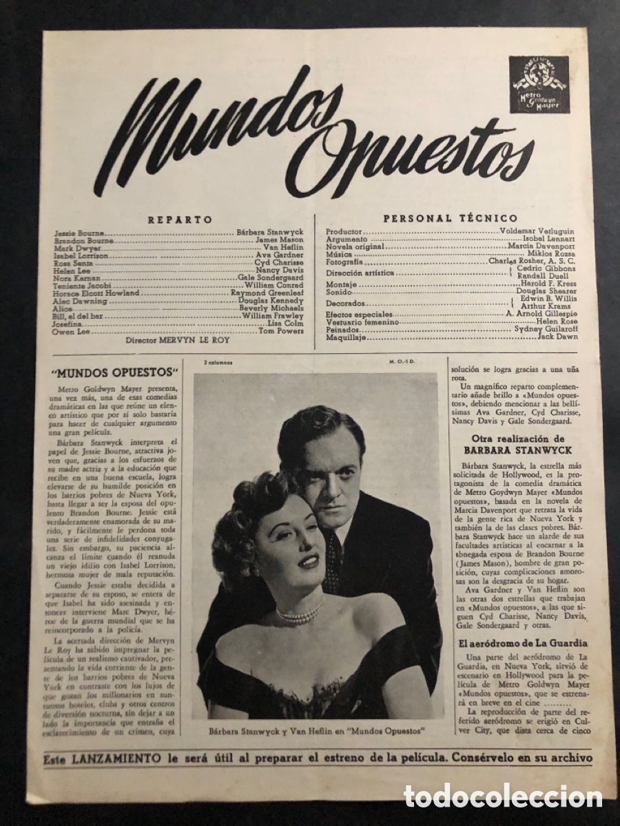 Cine: Guia MGM mundos opuestos ava gardner barbara stanwyck 13
