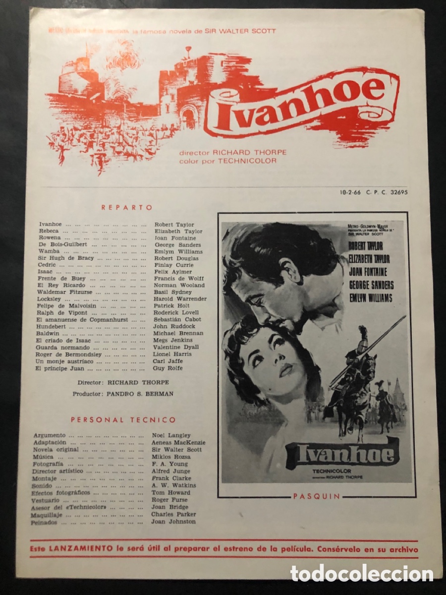 Cine: Guia MGM ivanhoe elizabeth taylor robert taylor 13