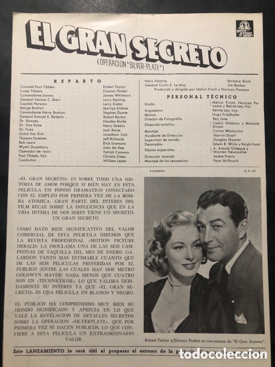 Cine: Guia MGM el gran secreto robert taylor Eleanor parker 13