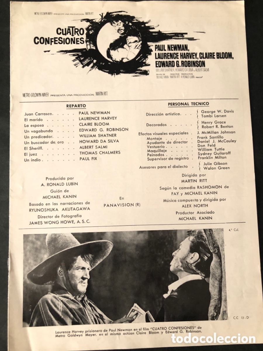 Cine: Guia MGM cuatro confesiones paul newman claire bloom 13