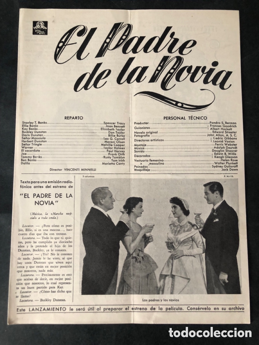 Cine: Guia MGM el padre de la novia elizabeth taylor Spencer tracy 13