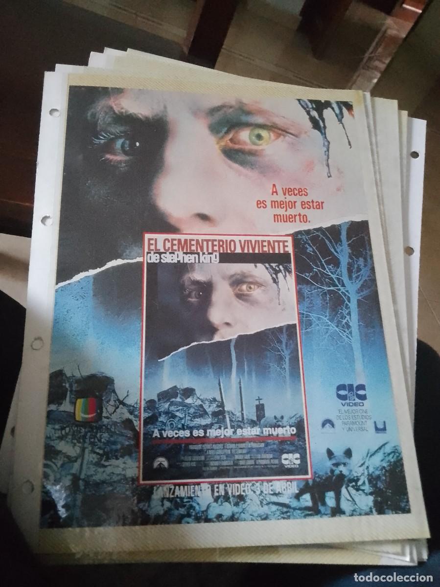 Kino: El cementerio viviente,Mini cartel de revista a&ntilde;os 80 90 est&aacute; pegado en carton
