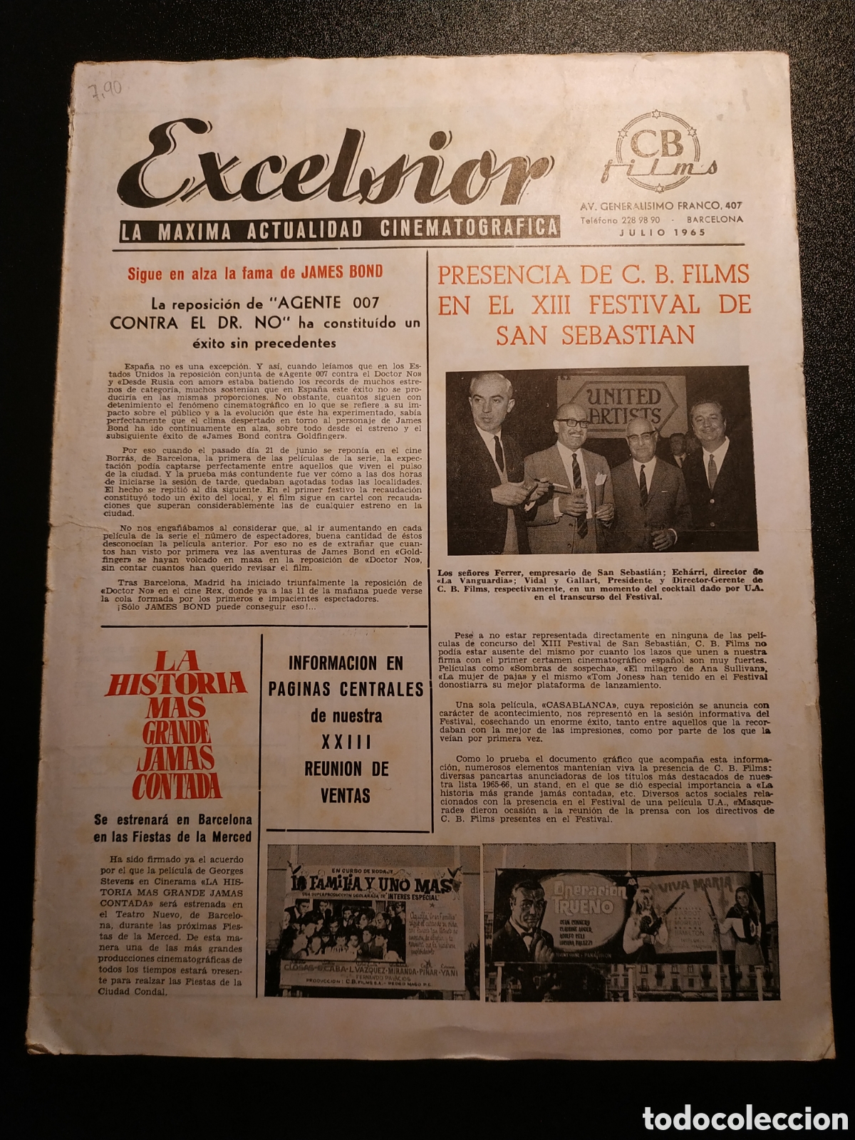 Cinema: EXCELSIOR LA MAXIMA AUTORIDAD CINEMATOGRAFICA - JULIO 1965 - GUIA DE CINE ORIGINAL J23