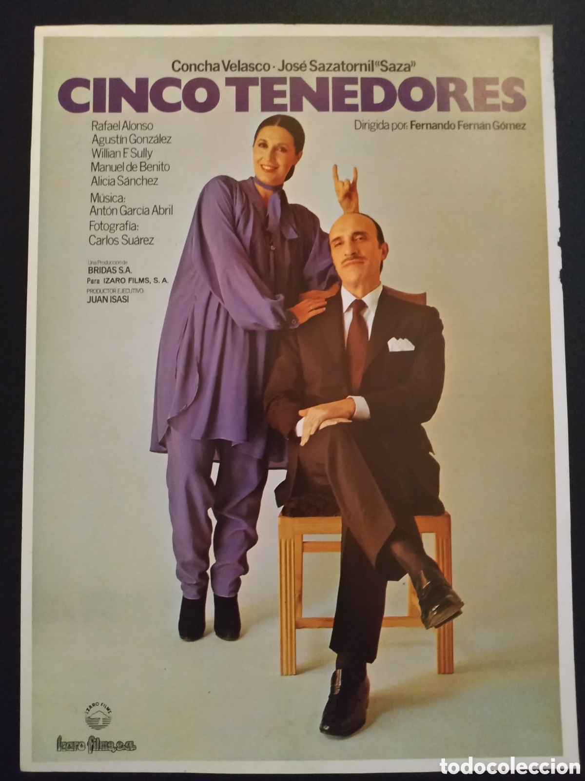 Cine: CINCO TENEDORES - CONCHA VELASCO Y JOSE SAZATORNIL - 1 PAG - GUIA DE CINE ORIGINAL J30