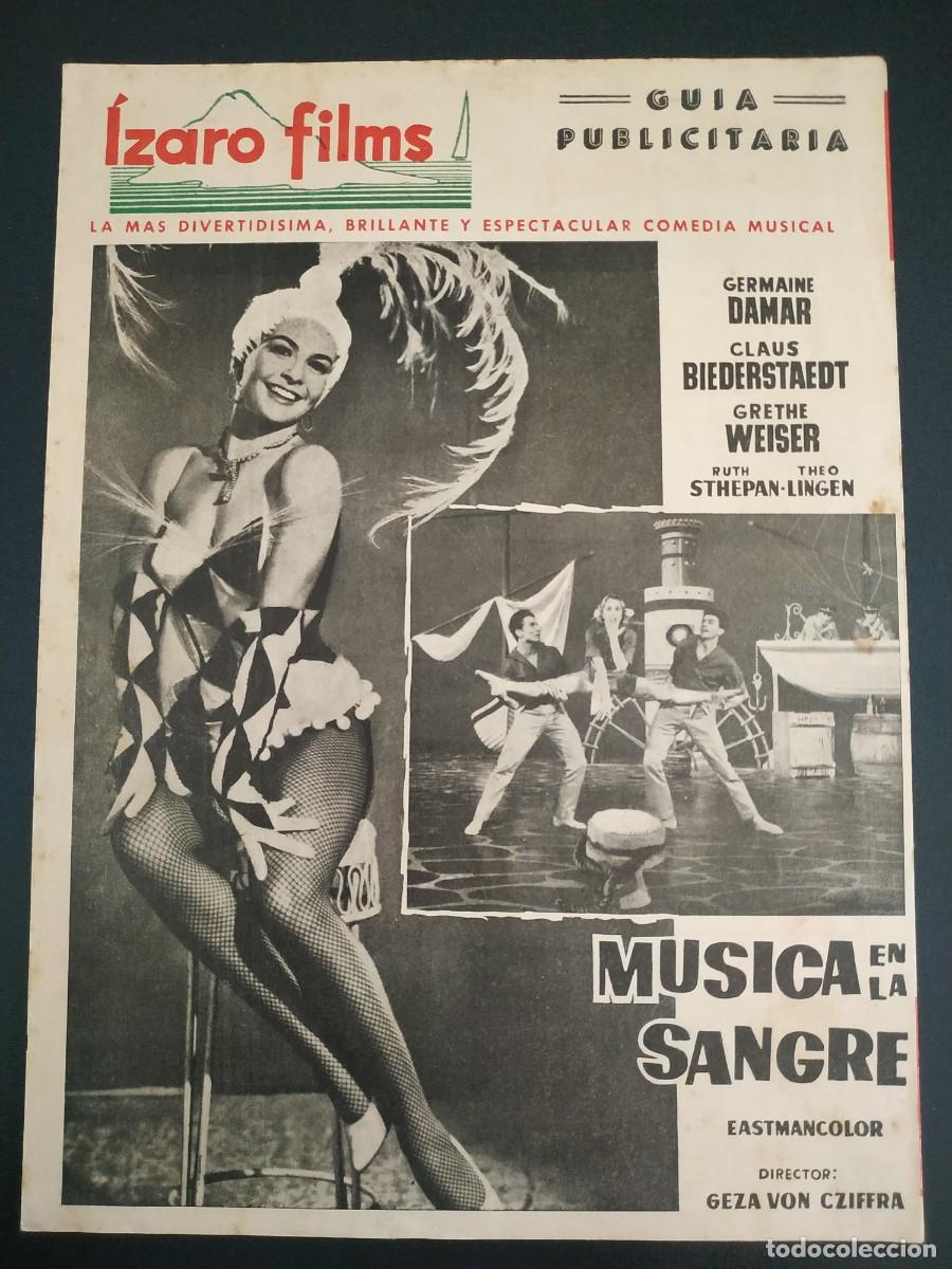 Cine: MUSICA EN LA SANGRE - GERMAINE DAMAR Y CLAUS BIEDERSTATEDT - TRIPTICO - GUIA DE CINE ORIGINAL J35
